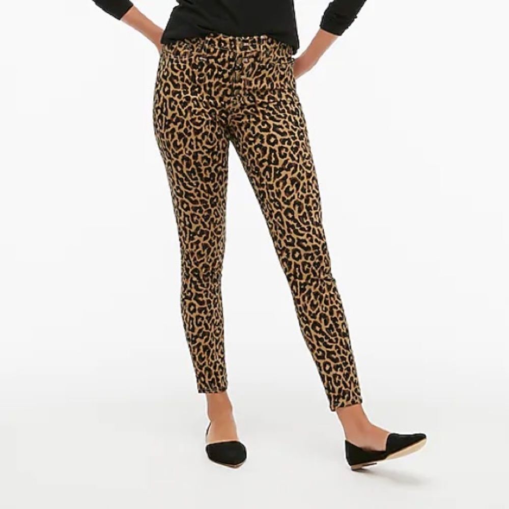 NEW J.Crew Leopard 9” Rise Button Fly Skinny Jeans